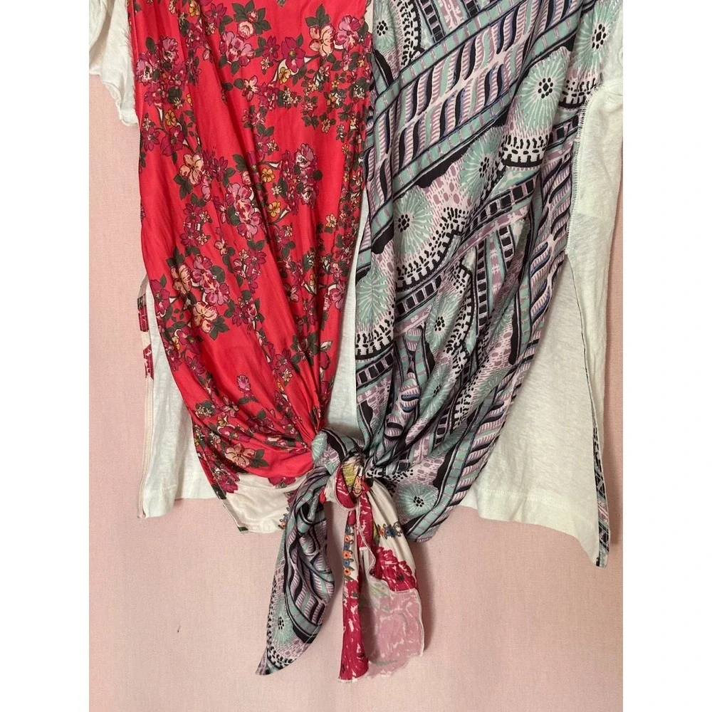 Free People Pick Your Scarf Maxi‎ Tee Womens Size S Linen Blend Top Boho